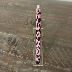 Pink Glitter with black animal print spots, resin writing Gel Pen, refillable
